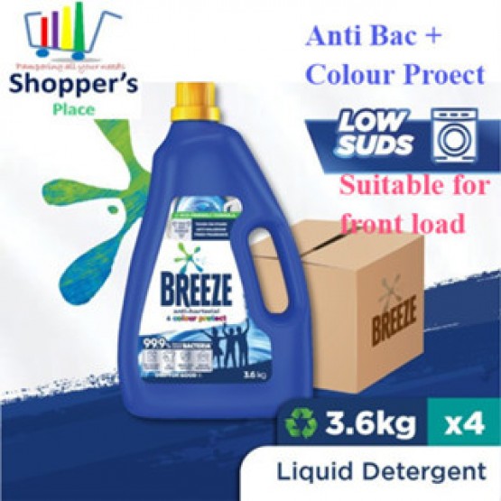 Breeze Liquid Detergent - Anti‑bacterial & Colour Protect 3.6kg x 4 - Carton Sales